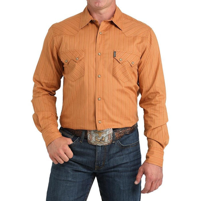 Men's Brown Stripe Modern Fit Shirt