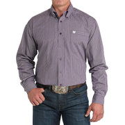 Men's Purple Plaid Print Shirt