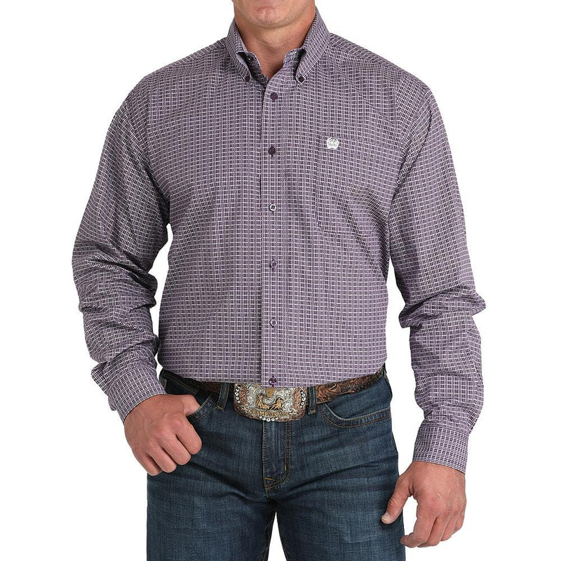 Men's Purple Plaid Print Shirt