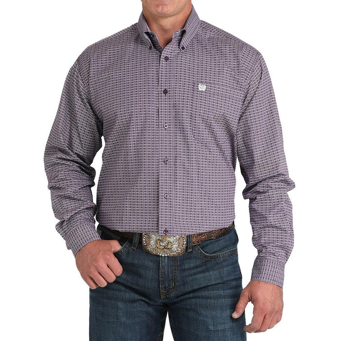 Men's Purple Plaid Print Shirt