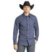 Men's Navy Geo Print Long Sleeve Snap Shirt
