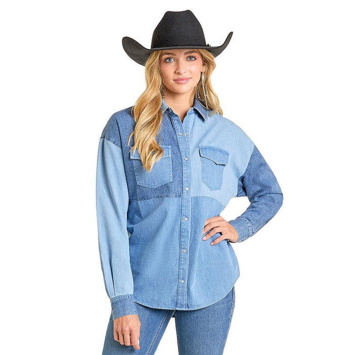 Women's Patch Denim Shirt