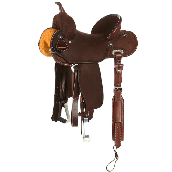 14inch 30HDX Chocolate Roughout Rope Border Barrel Saddle