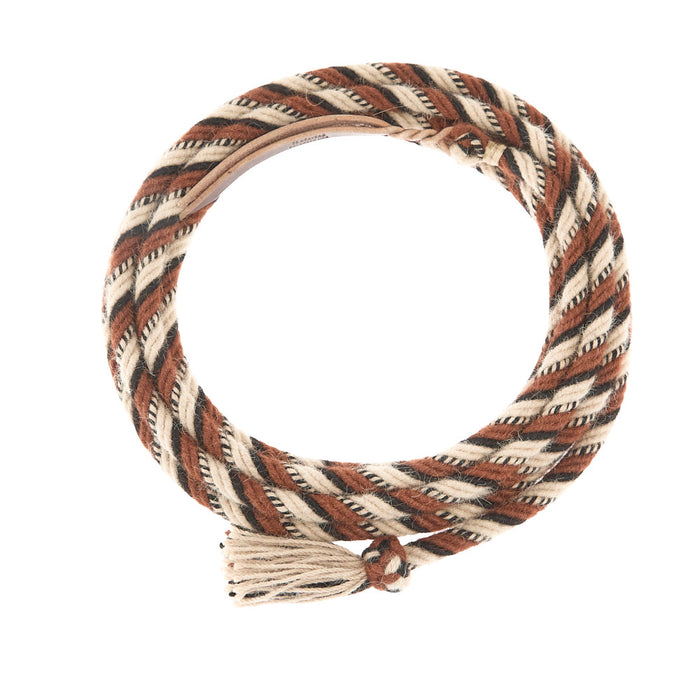 5/8 inch by 22 feet Black, Tan, Rustic 100% Alpaca Mecate Reins