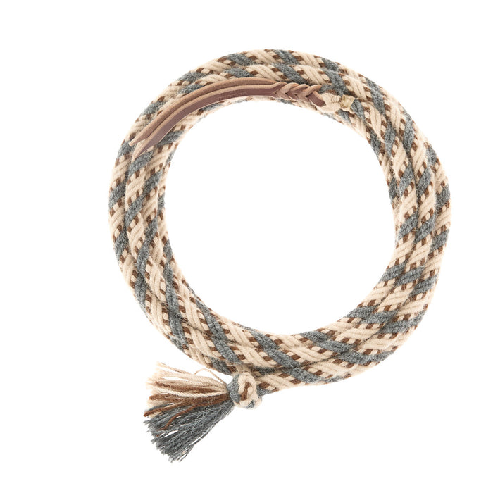 5/8 inch by 22 feet Tan, Chestnut, Light blue 100% Alpaca Mecate Reins