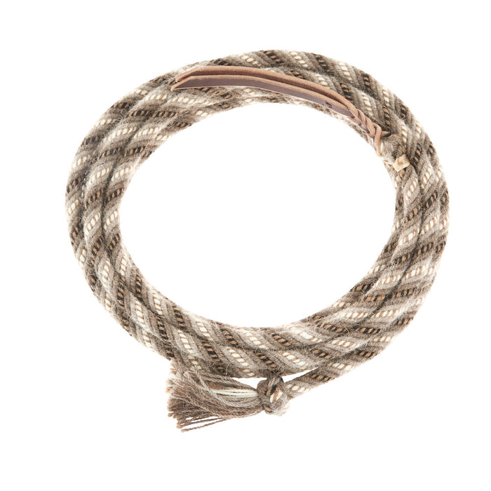 5/8 inch by 22 feet Light Rose Grey, Carmel, Black 100% Alpaca Mecate Reins
