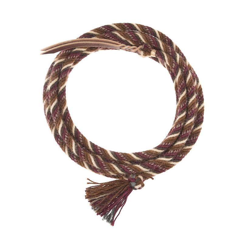 5/8in x 22ft Brown and Sky Blue 100% Alpaca Mecate Reins