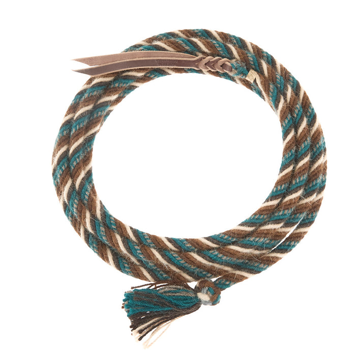 5/8 inch by 22 feet Natural and Turquoise 100% Alpaca Mecate Reins