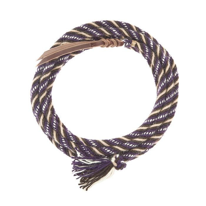 5/8 inch by 22 feet Purple, White, Tan 100% Alpaca Mecate Reins