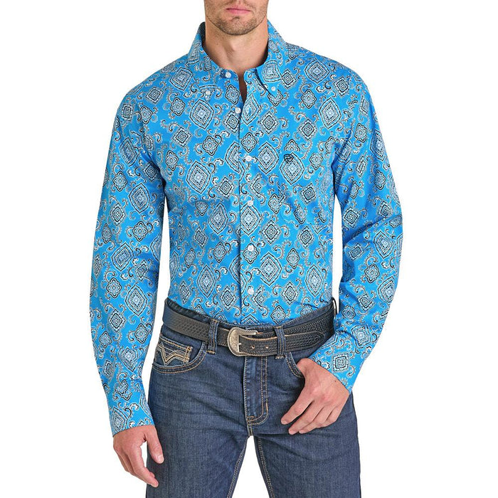 Men's Turquoise Medallion Print Shirt