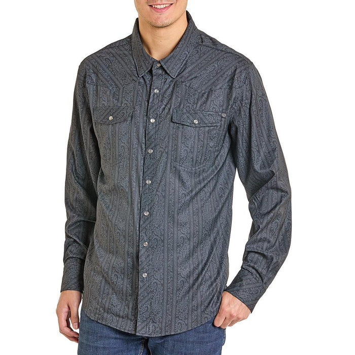 Men's Black Paisley Print Tek Western Shirt
