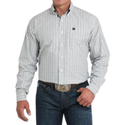 Men's White & Grey Plaid Shirt