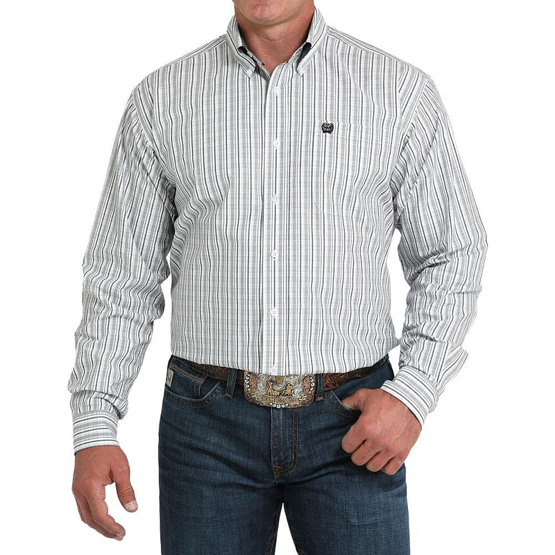 Men's White & Grey Plaid Shirt
