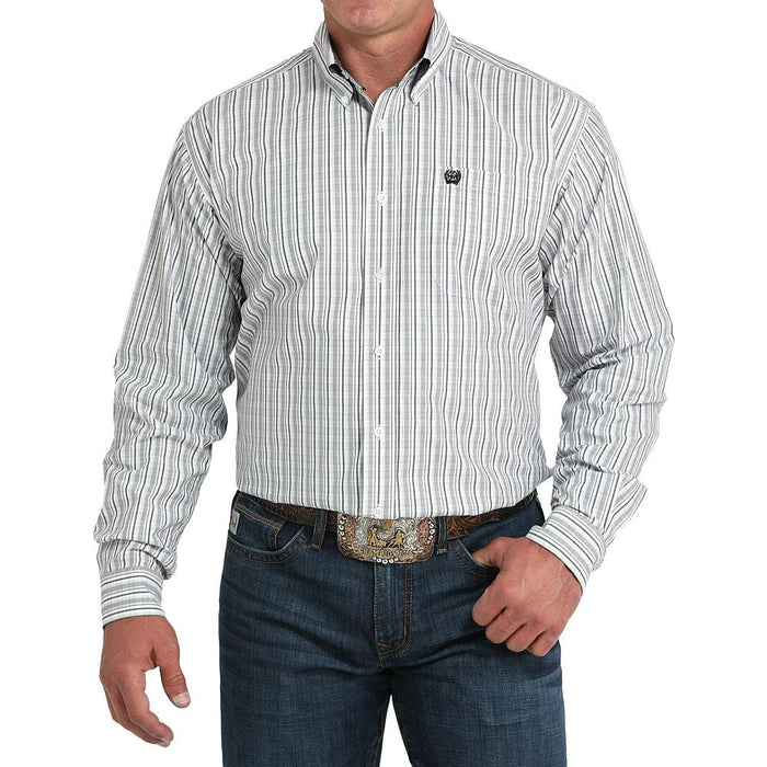 Men's White & Grey Plaid Shirt