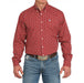Men's Allover Red Print Long Sleeve Button Shirt
