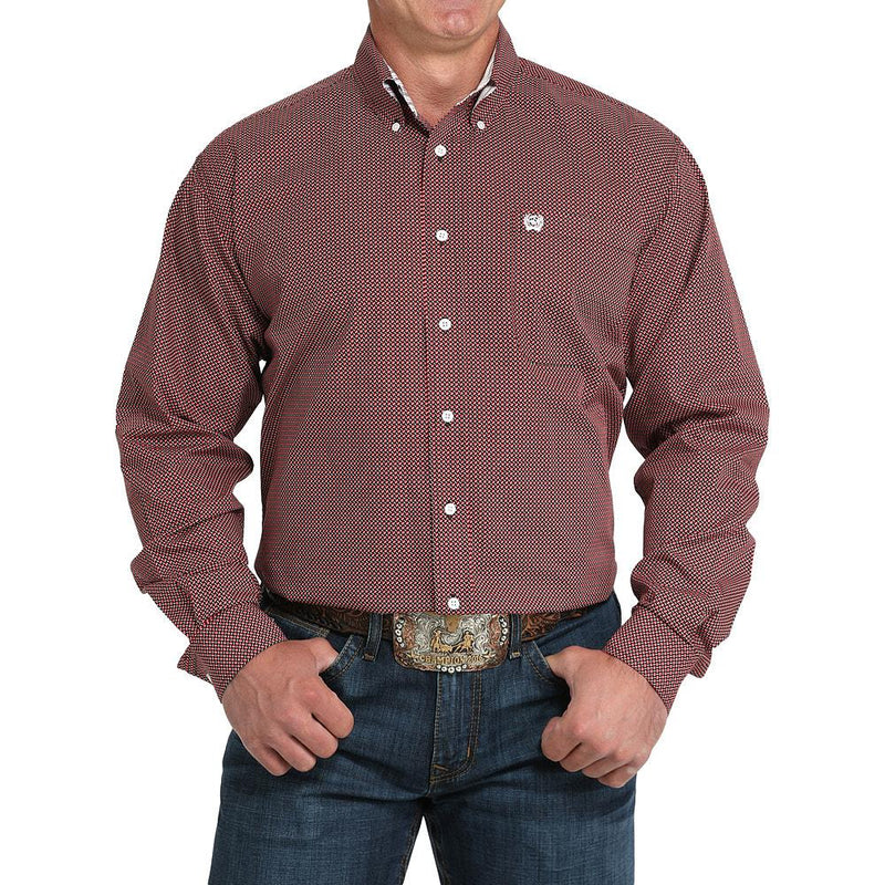 Men's Red Small Print Shirt
