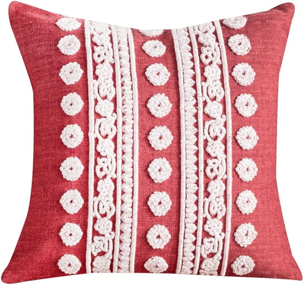 Highland Ranch Red Embroidered Pillow