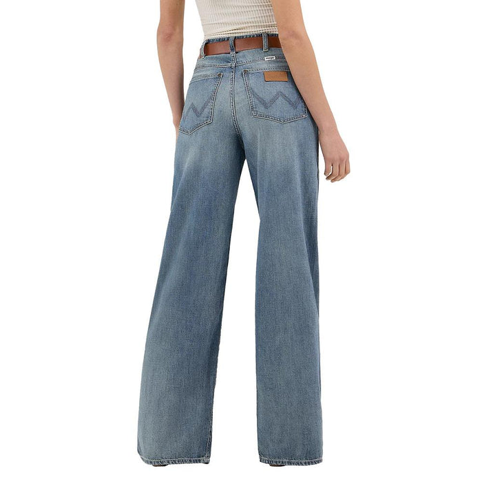 Women's Green Wash Spat Loose Jeans