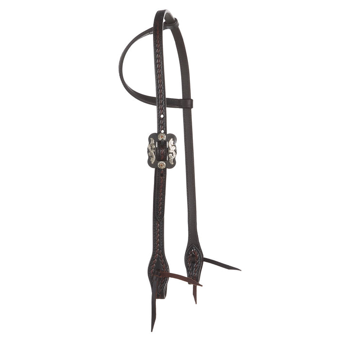 Heavy Oiled Rope Tooling Double Flower Square Double Buckle Single Ear Headstall
