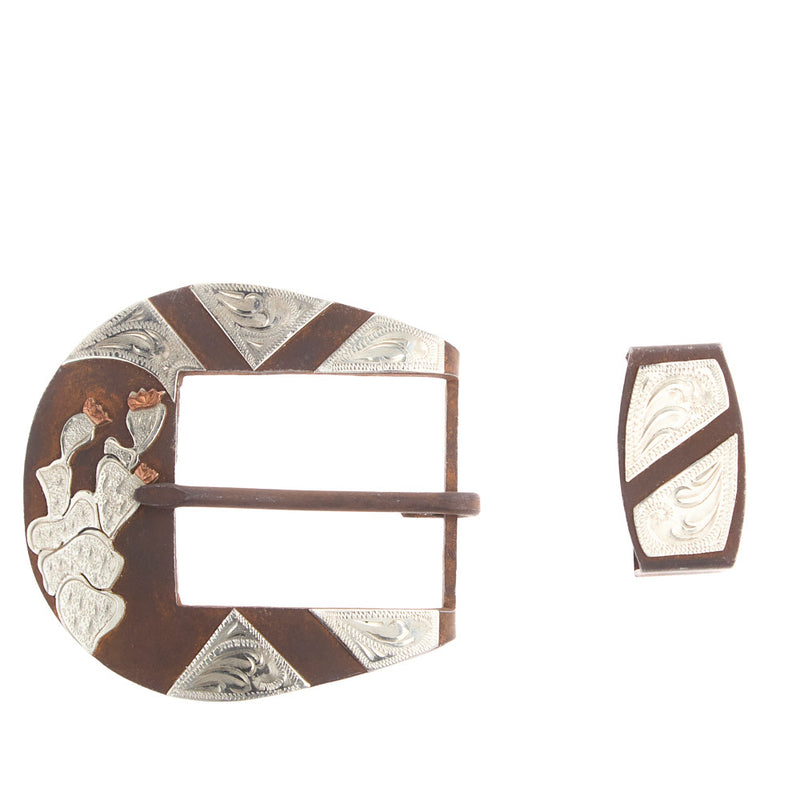Prickly Pear Cactus 1.5in Buckle and Keeper