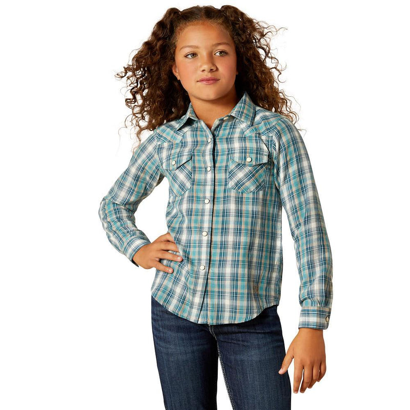 Girl's Darla Aquamarine Plaid Shirt