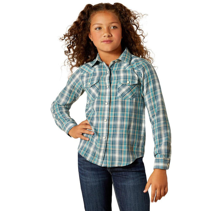 Girl's Darla Aquamarine Plaid Shirt