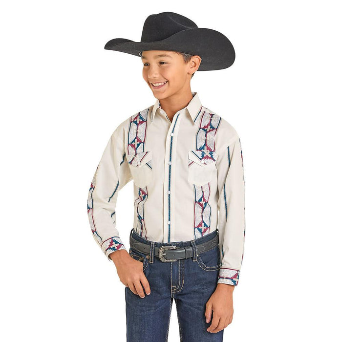 Boy's Cream Aztec Print Shirt