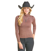 Women's Brown Lurex Long Sleeve Top