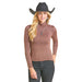 Women's Brown Lurex Long Sleeve Top