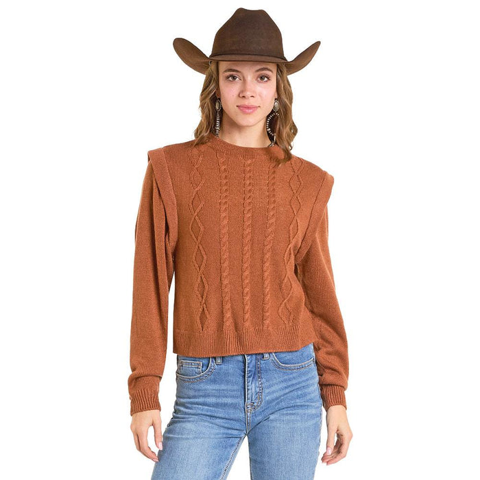 Women's Rust Cable Knit Sweater
