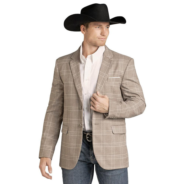 Men's Taupe Plaid Sports Coat