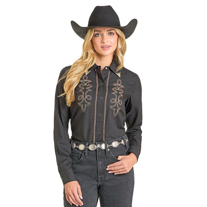 Women's Black Boot Stitch Shirt