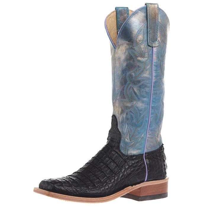 Women's Black Lux Hornback Caiman Vamp 13In Riviera Petrol Mad Dog Top