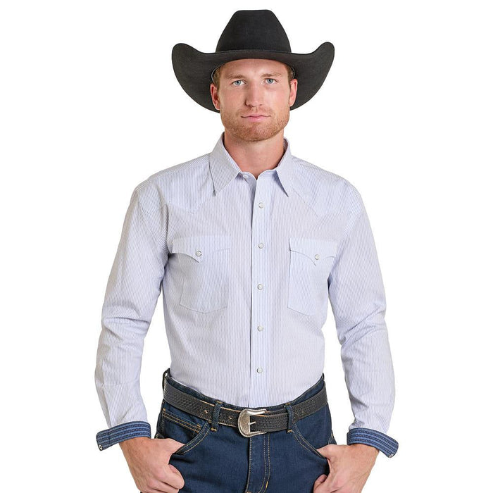 Men's Powder Blue Print Shirt