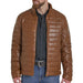 Men's Tan Distressed Faux Leather Puffer Coat