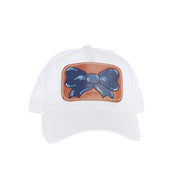 Navy Bow White Cap