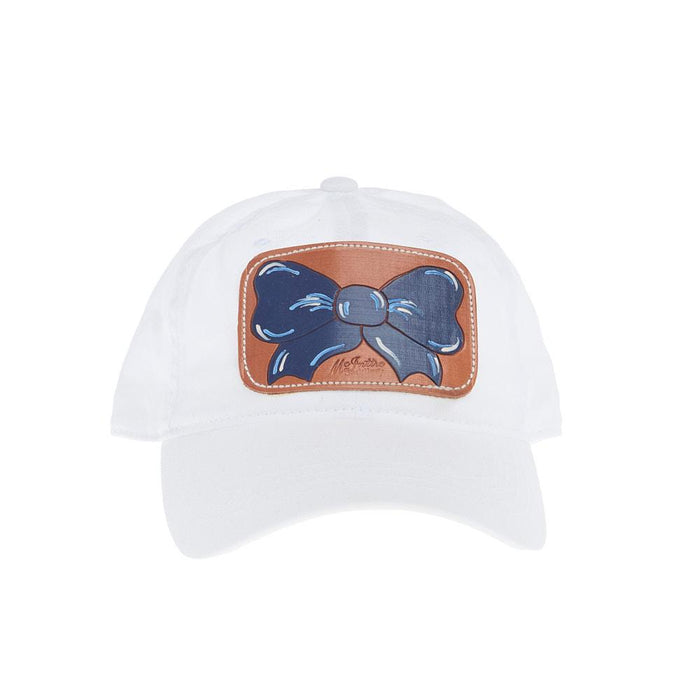 Navy Bow White Cap