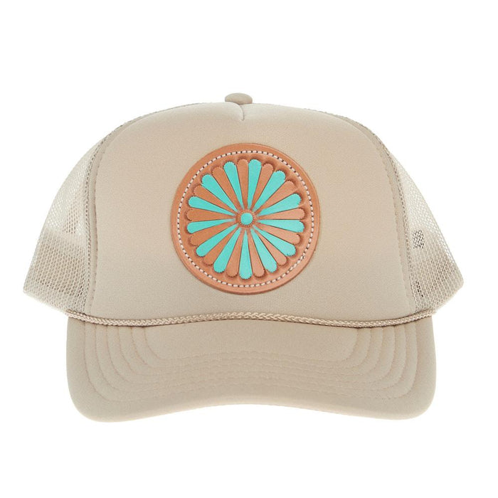 Turquoise Needlepoint Cream Foam Cap