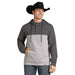 Men's Grey Quilted Henley Hoodie