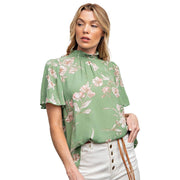 Women's Sage Floral Top