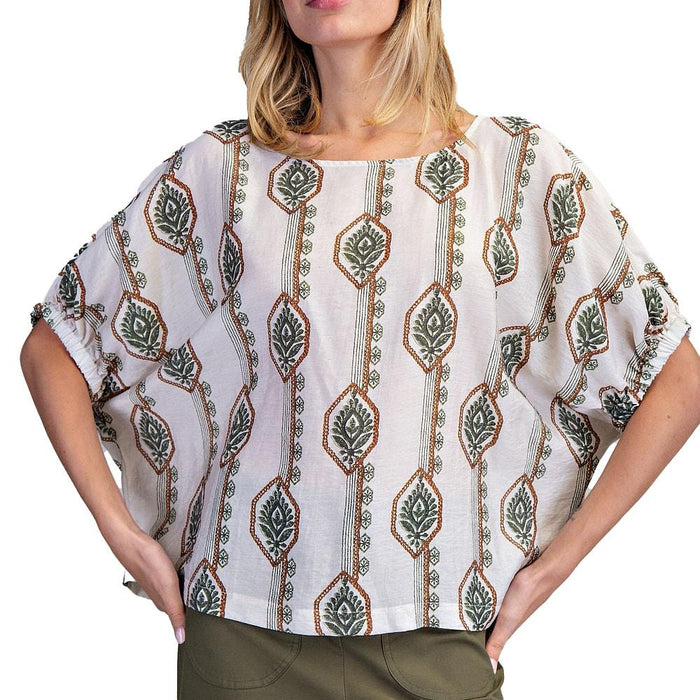 Women's Olive Garden Print Top