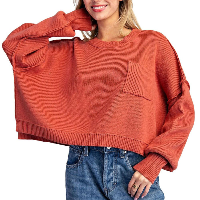 Women's Clay Long Sleeve Cropped Sweater