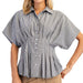 Women's Black Striped Button Blouse