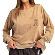 Women's Mocha Mousse Textured Sweatshirt