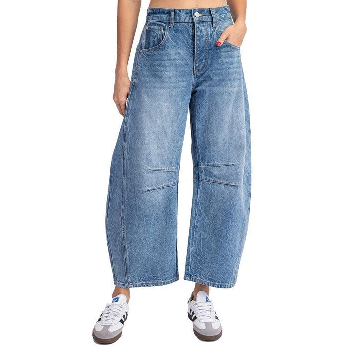 Women's Denim Mineral Washed Barrel Pants