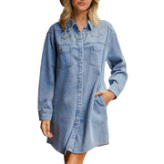 Women's Denim Embroidered Yoke Mini Dress