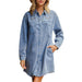 Women's Denim Embroidered Yoke Mini Dress