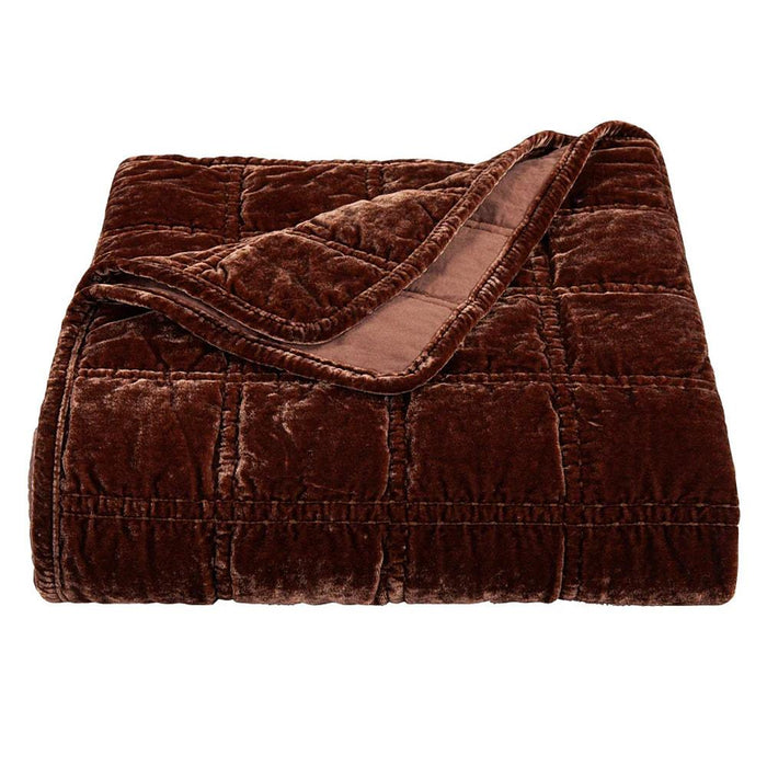 Stella Faux Silk Velvet Copper Brown Throw