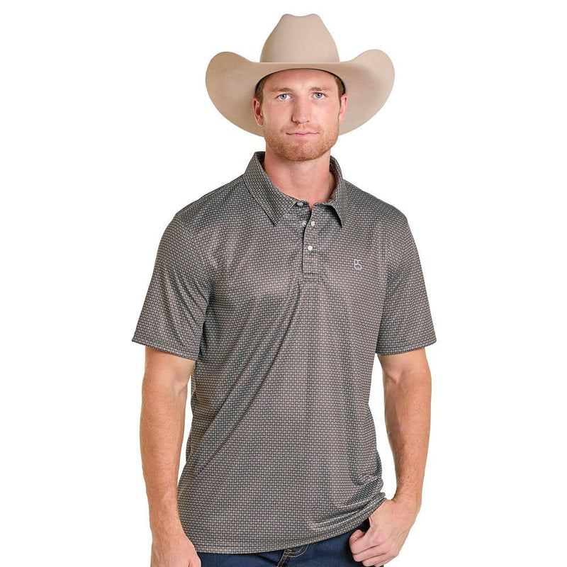 Men's Brown Geometric Print Polo