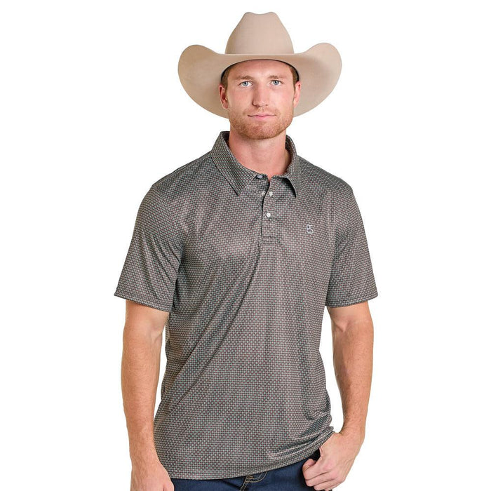 Men's Brown Geometric Print Polo
